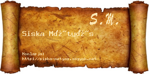 Siska Mátyás névjegykártya