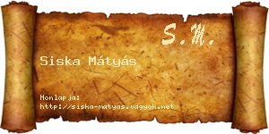 Siska Mátyás névjegykártya